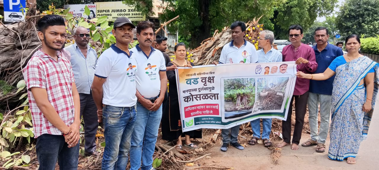 नागपुर में ऐतिहासिक वट वृक्ष धाराशायी, प्रशासन की लापरवाही का आरोप